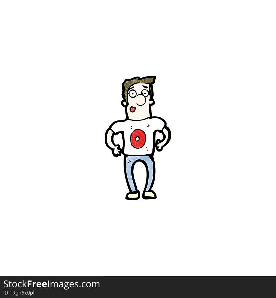 cartoon man in shirt with number zero