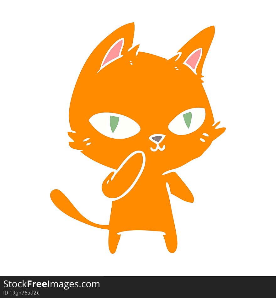 Flat Color Style Cartoon Cat Staring