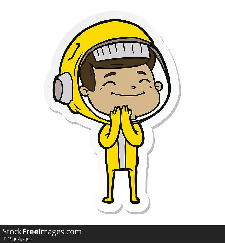 Sticker Of A Happy Cartoon Astronaut