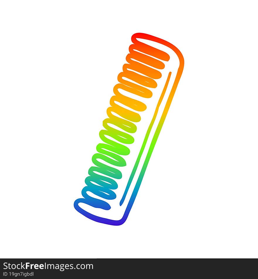 rainbow gradient line drawing cartoon comb