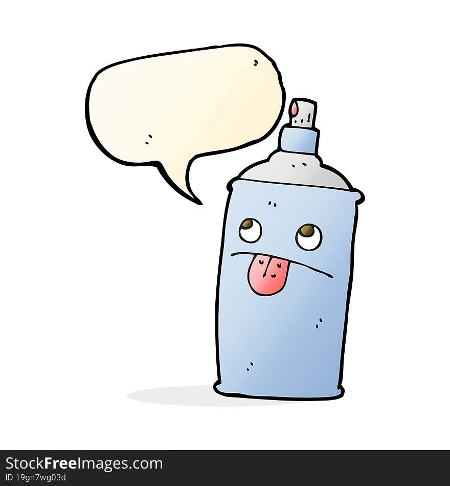 cartoon spray can with speech bubble