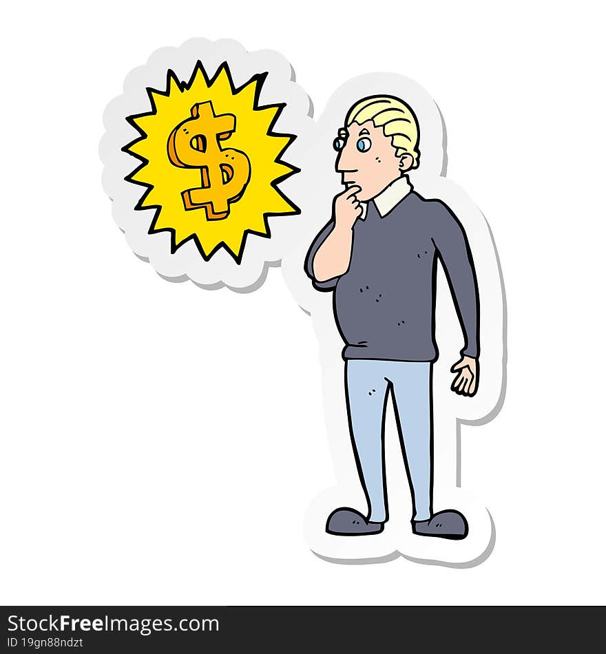 Sticker Of A Making Money Cartoon