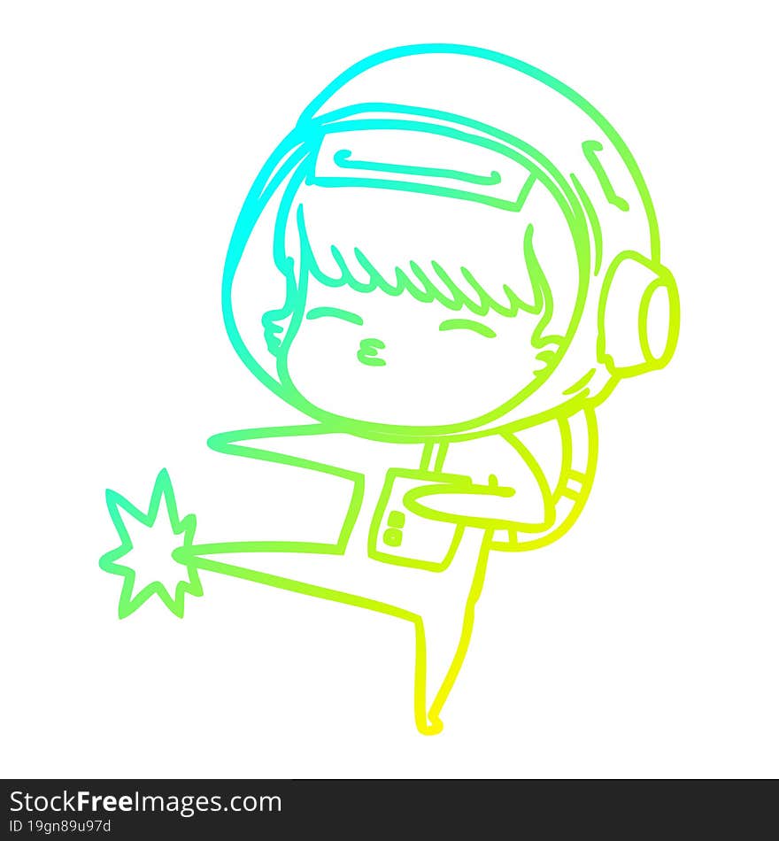 cold gradient line drawing cartoon curious astronaut