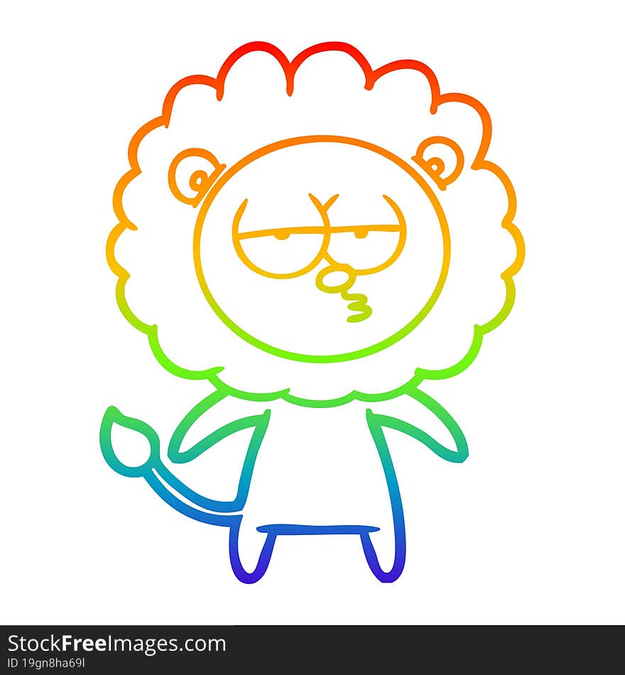 rainbow gradient line drawing cartoon bored lion