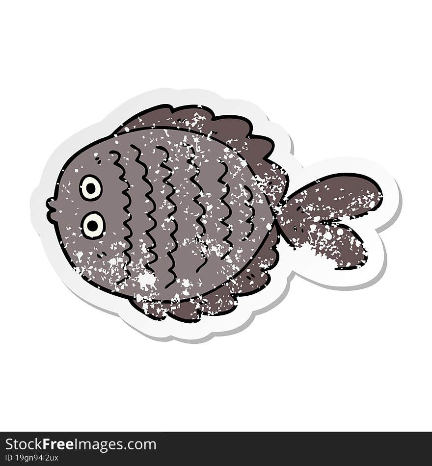 distressed sticker of a cartoon flat fish