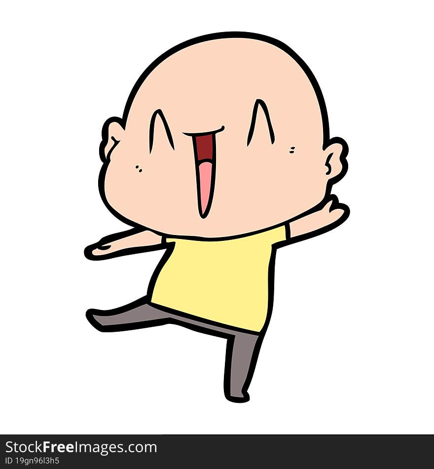 happy cartoon bald man. happy cartoon bald man