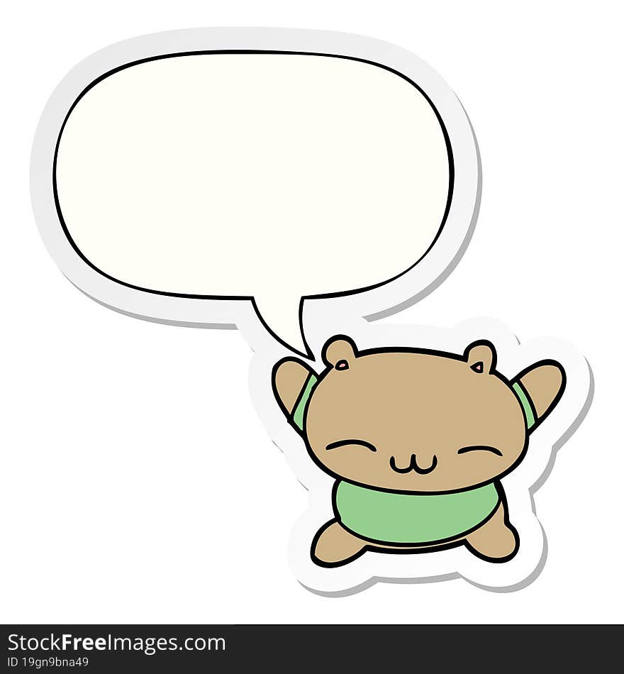 cartoon jumping bear with speech bubble sticker