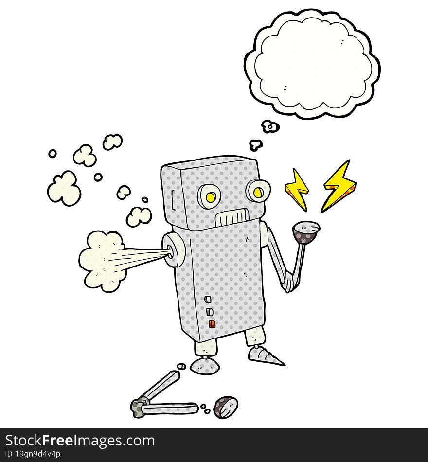 thought bubble cartoon broken robot