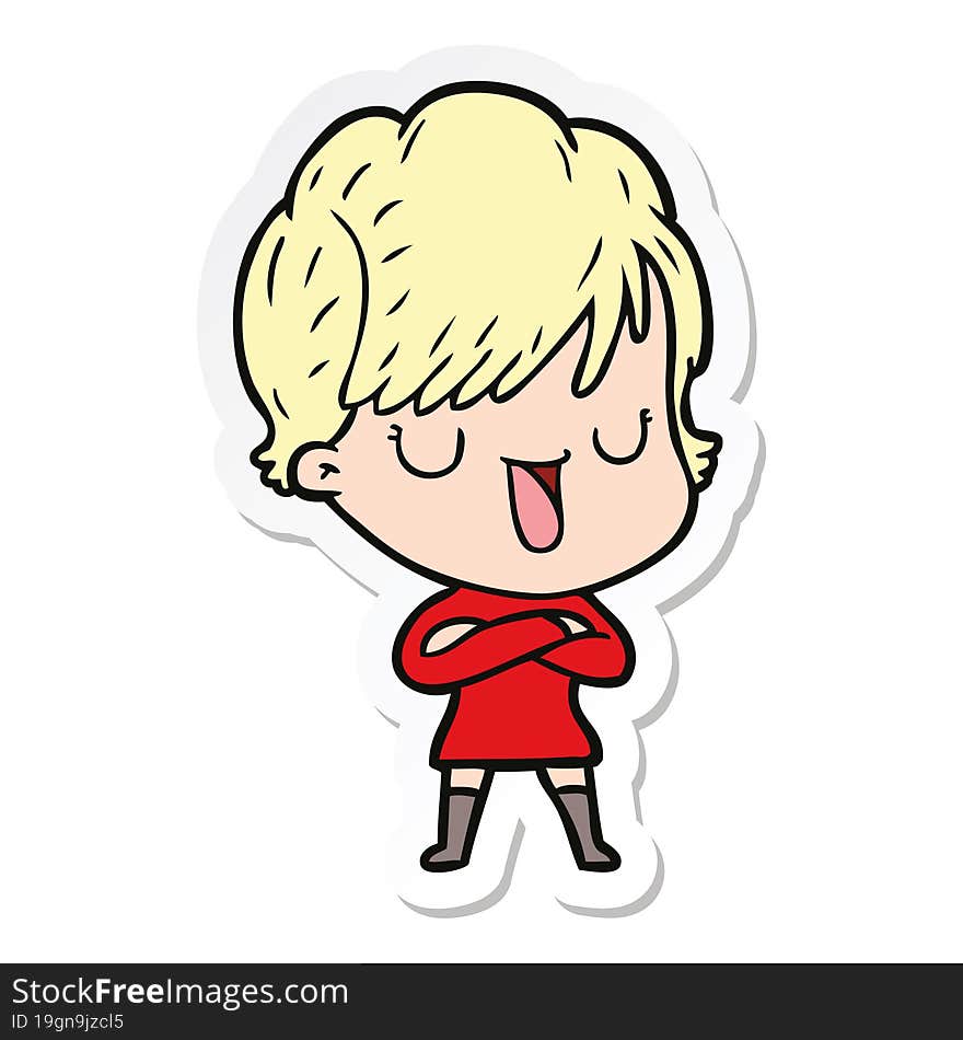 sticker of a cartoon woman talking