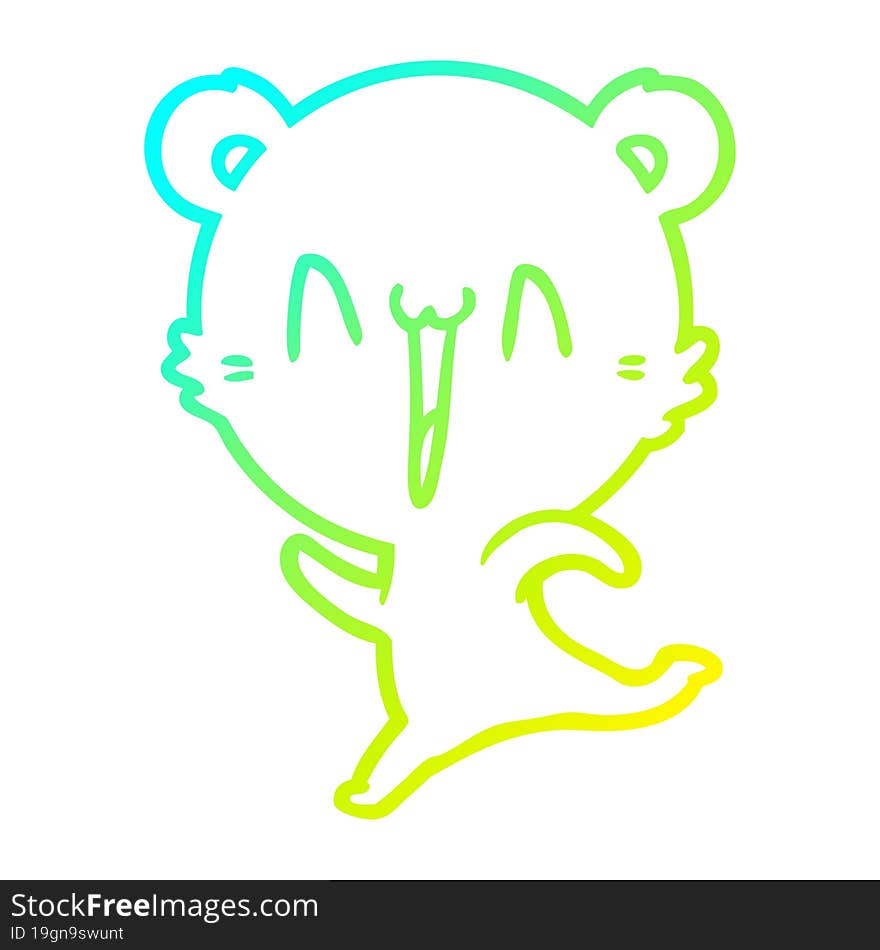 cold gradient line drawing happy bear running cartoon