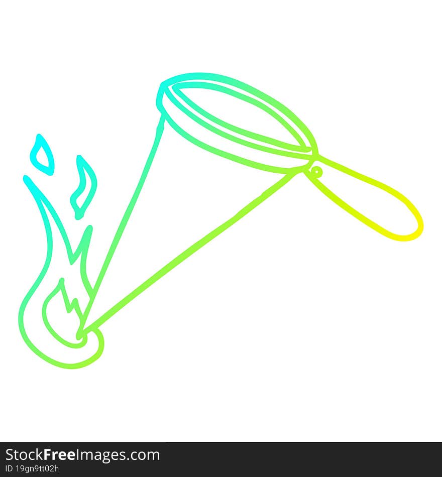 cold gradient line drawing cartoon magnifying glass