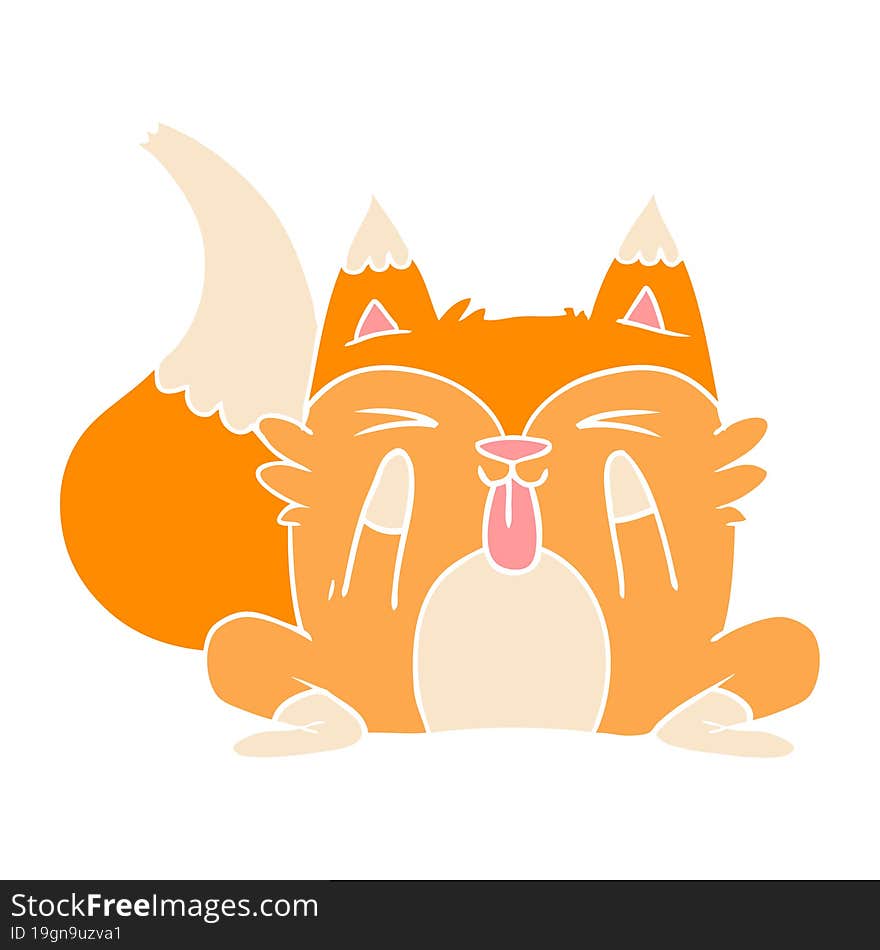 funny flat color style cartoon fox