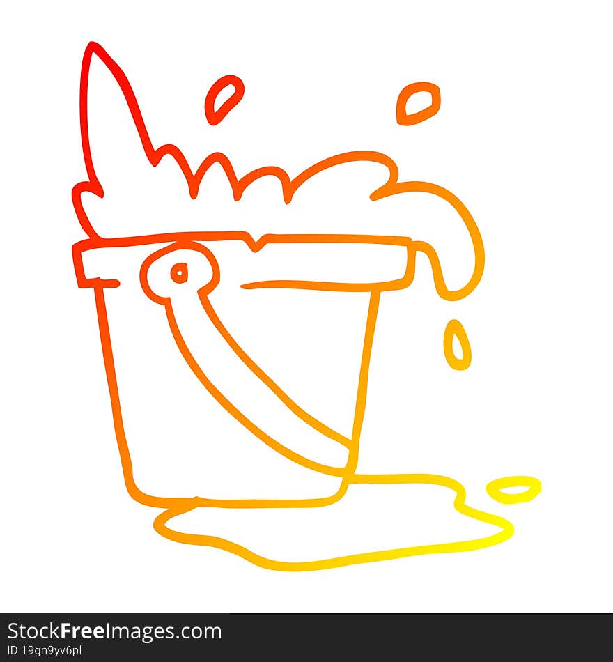 warm gradient line drawing cartoon water and bucket