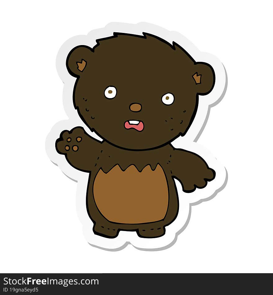 Sticker Of A Cartoon Worried Black Bear