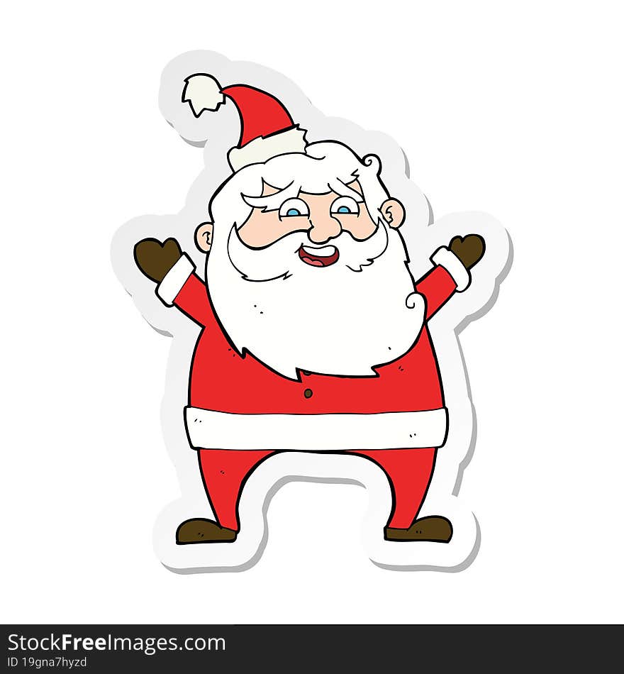 sticker of a jolly santa cartoon