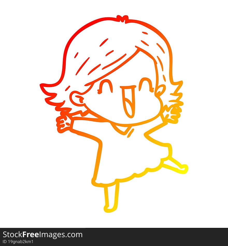 warm gradient line drawing cartoon laughing woman