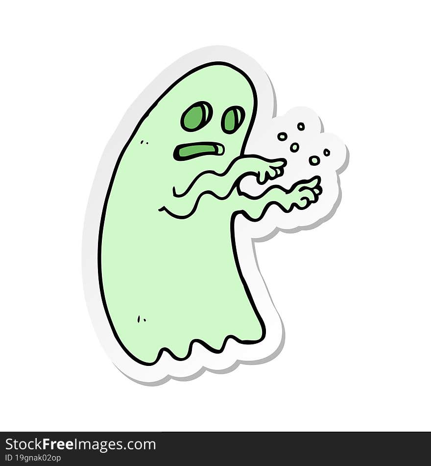 sticker of a cartoon ghost