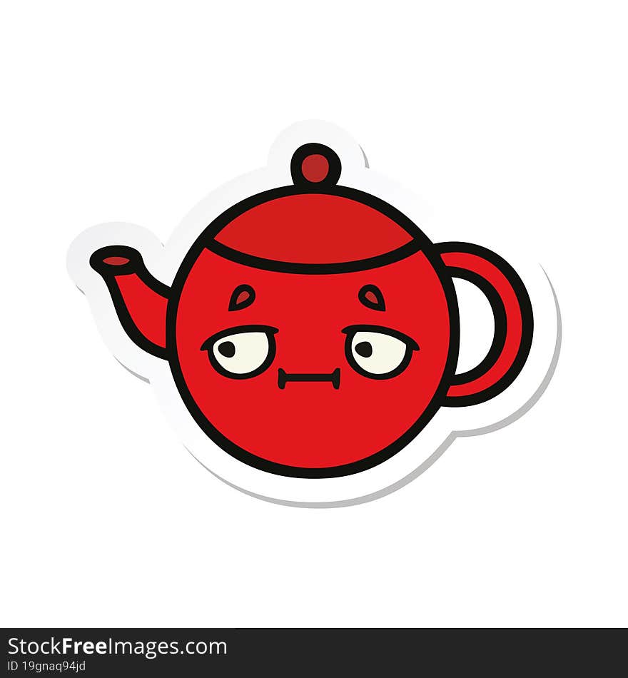 sticker of a cute cartoon teapot