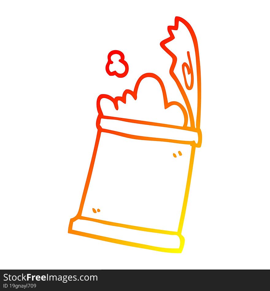 warm gradient line drawing cartoon open can of food