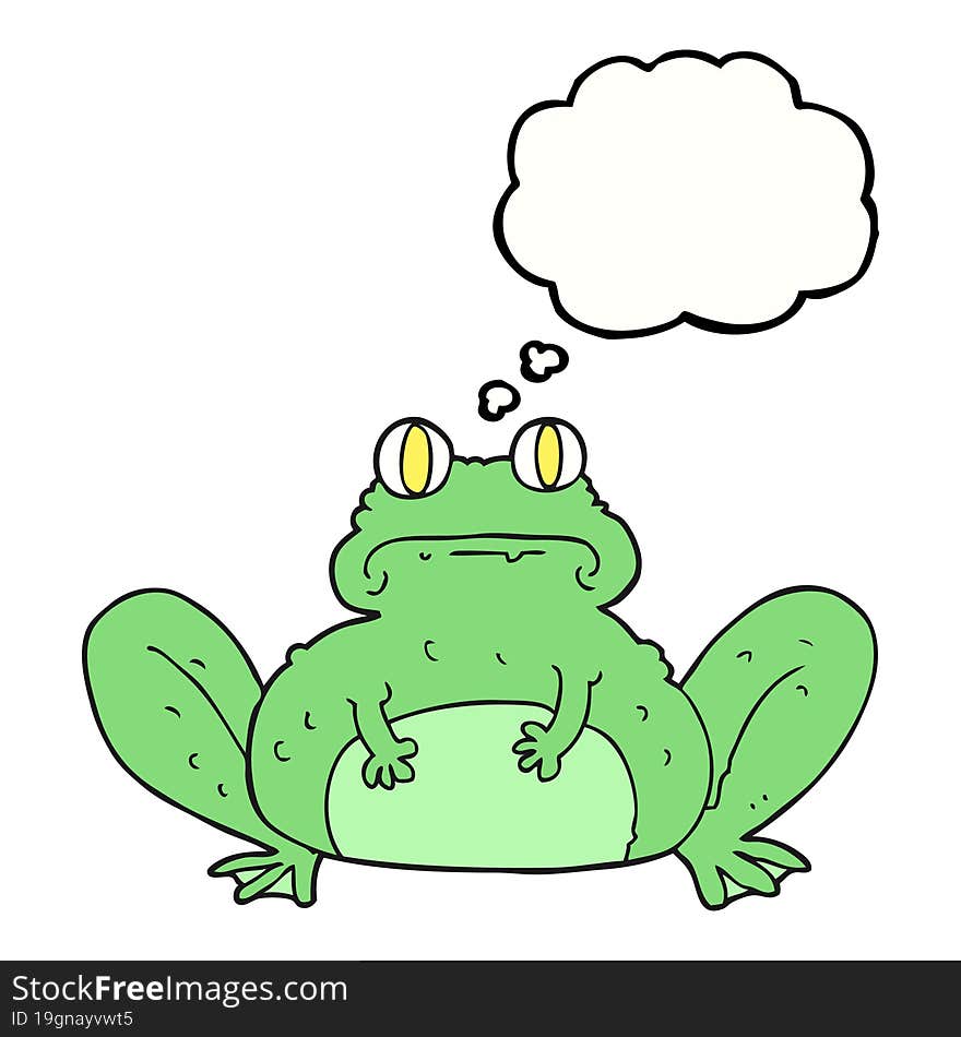 freehand drawn thought bubble cartoon frog