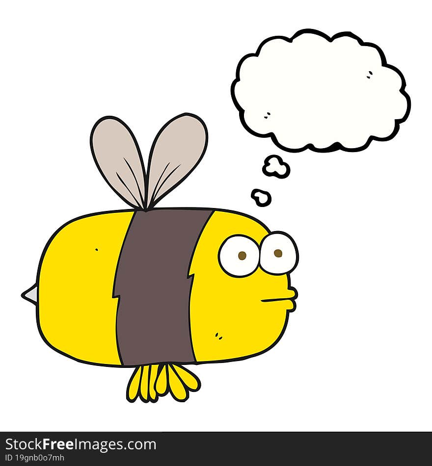 freehand drawn thought bubble cartoon bee