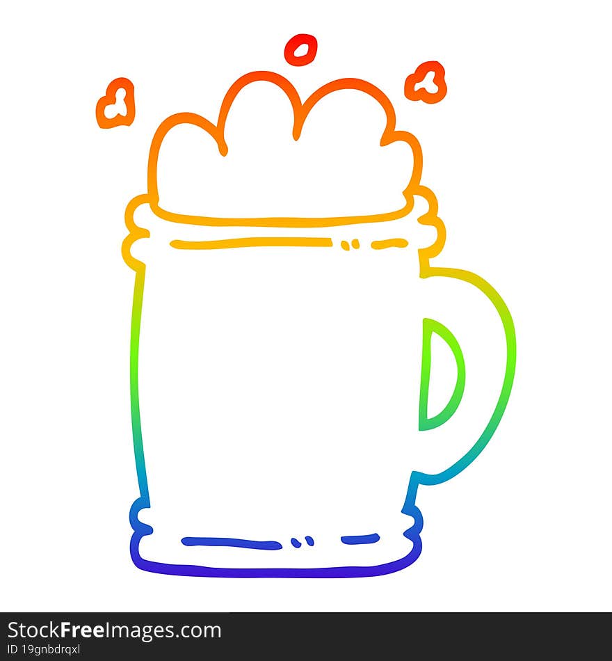 rainbow gradient line drawing cartoon beer tankard