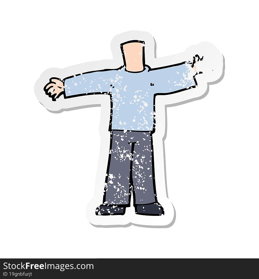 retro distressed sticker of a cartoon body with open arms