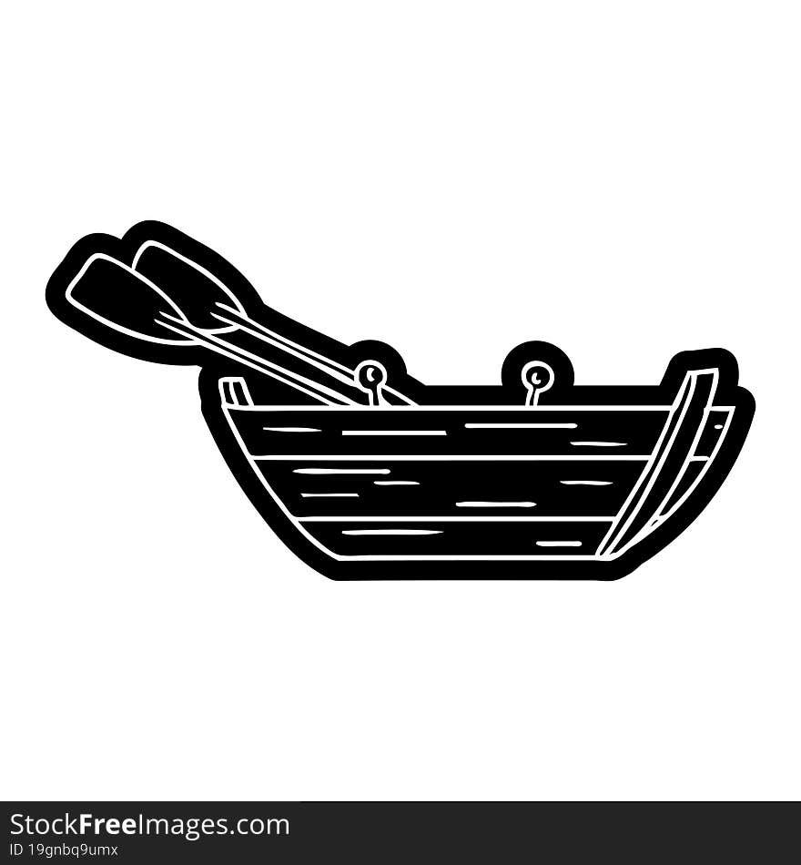 cartoon icon of a wooden row boat. cartoon icon of a wooden row boat