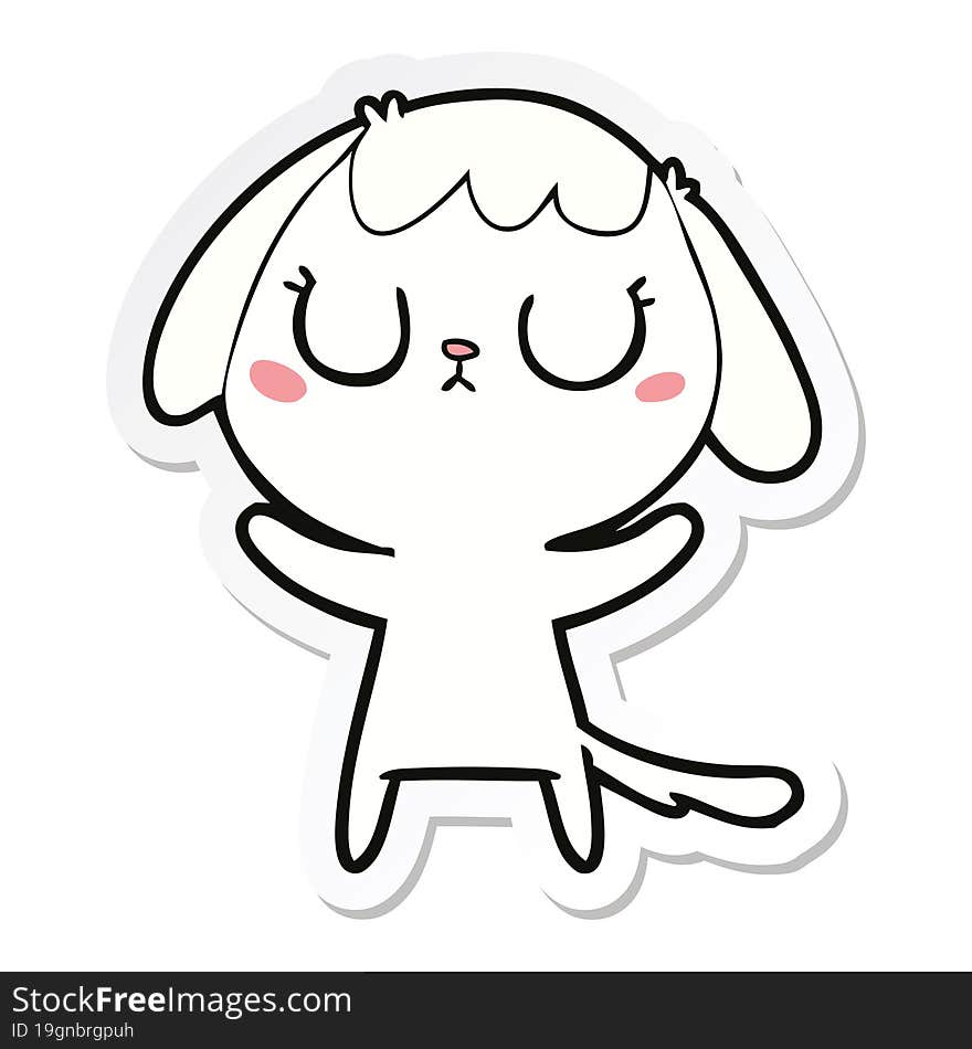 Sticker Of A Cute Cartoon Dog