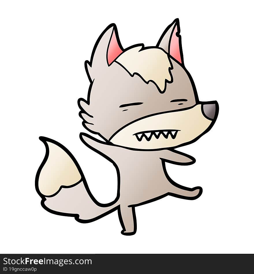 cartoon wolf showing teeth. cartoon wolf showing teeth