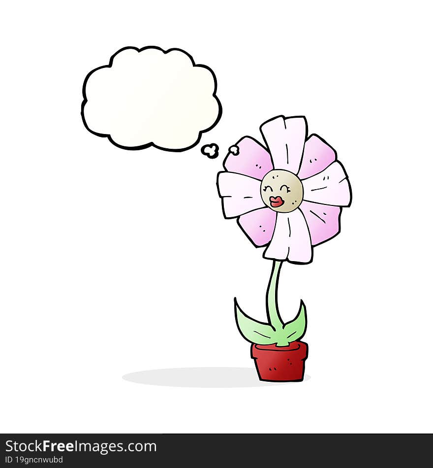 cartoon flower with thought bubble