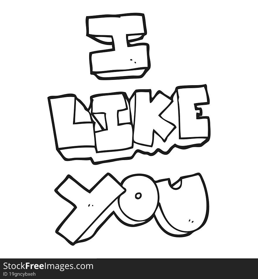 I like you black and white cartoon symbol