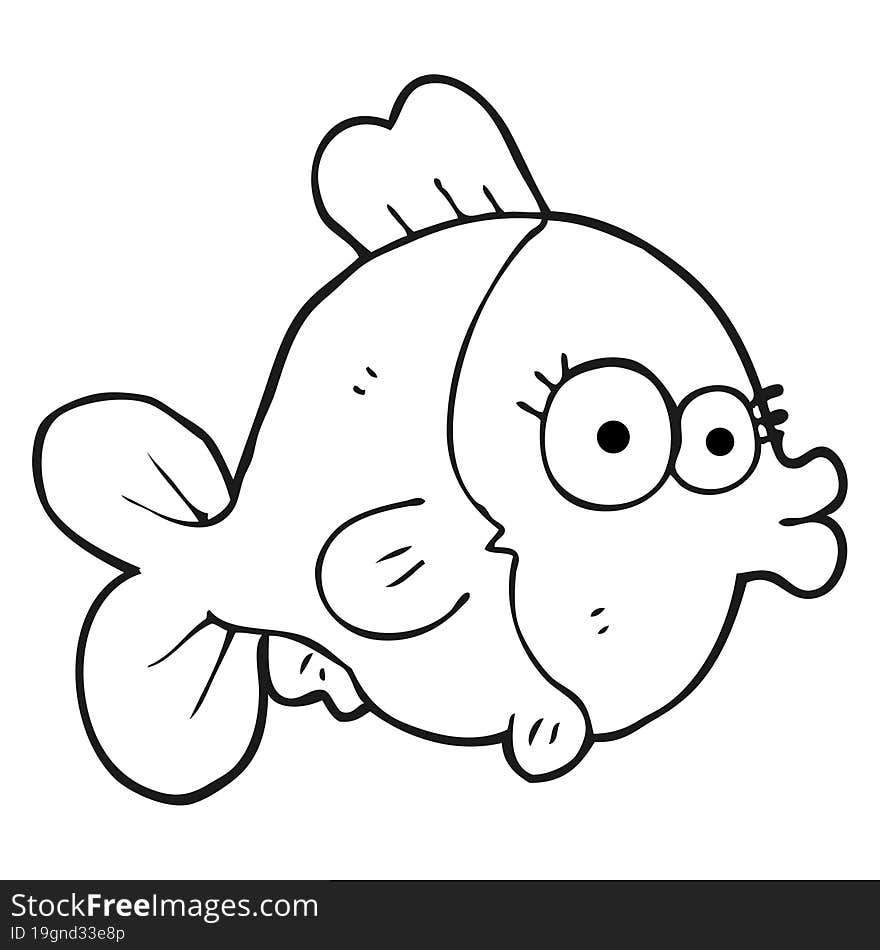 funny black and white cartoon fish