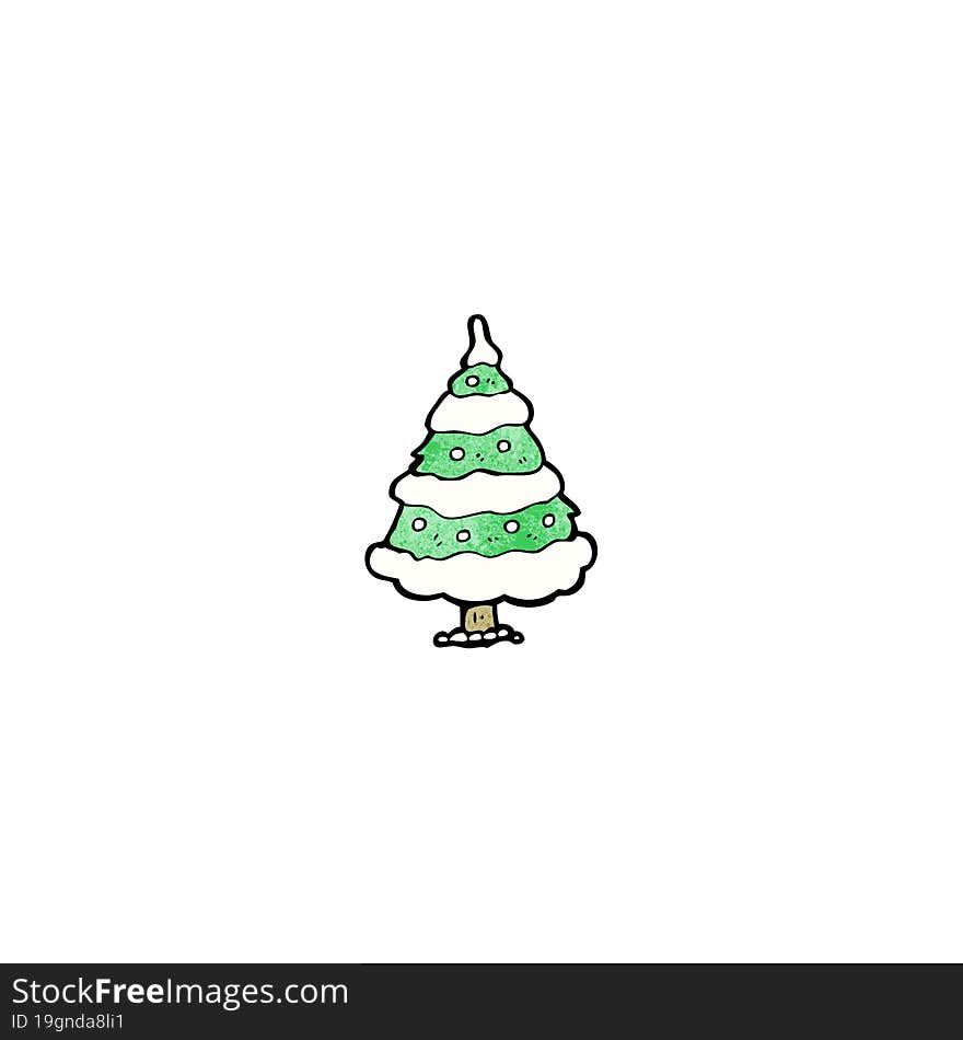 Cartoon Snowy Christmas Tree