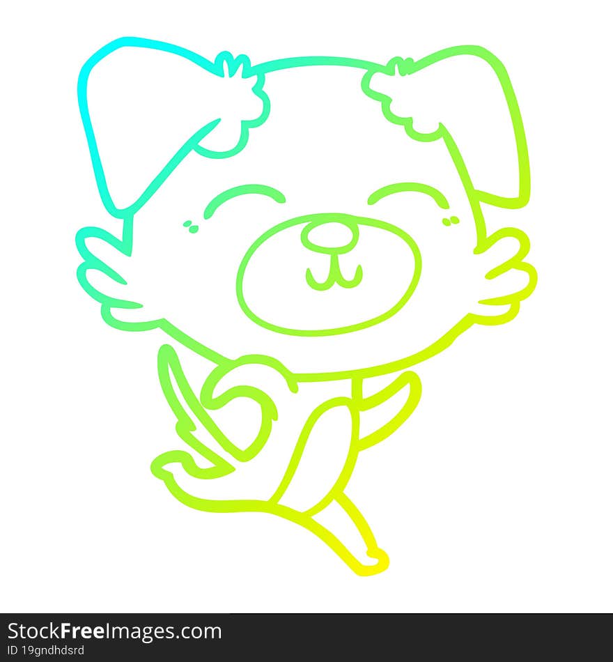 cold gradient line drawing cartoon dog