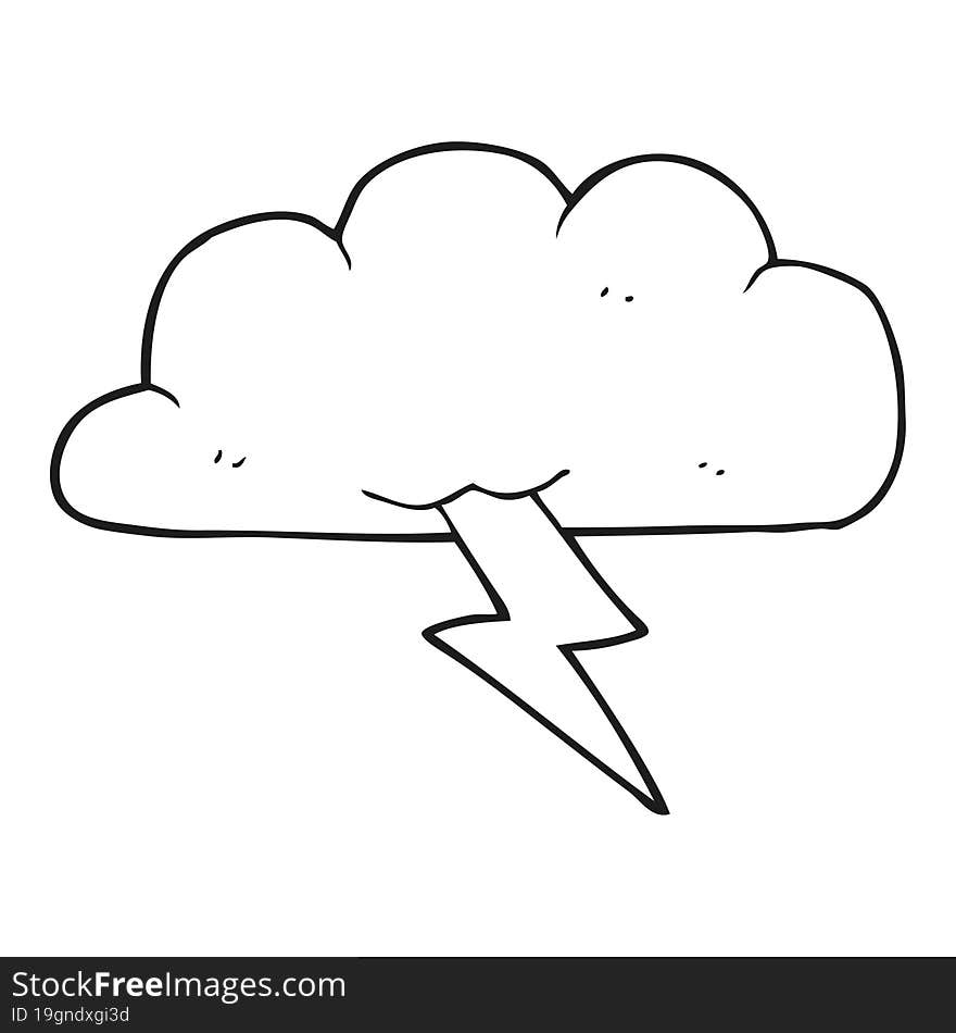 black and white cartoon thundercloud