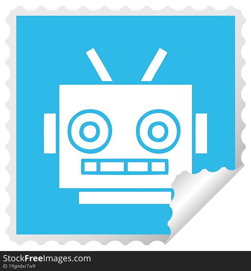 square peeling sticker cartoon robot head