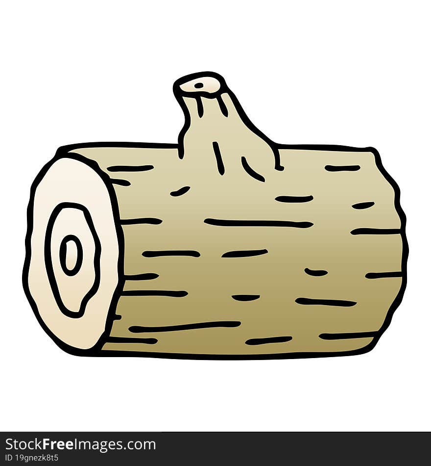 quirky gradient shaded cartoon wooden log