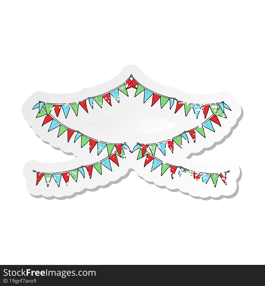 retro distressed sticker of a cartoon bunting flags