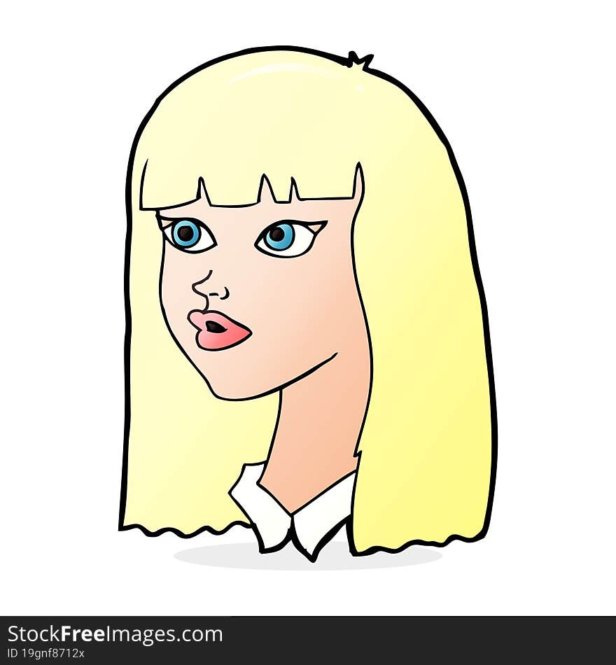 cartoon pretty girl with long hair