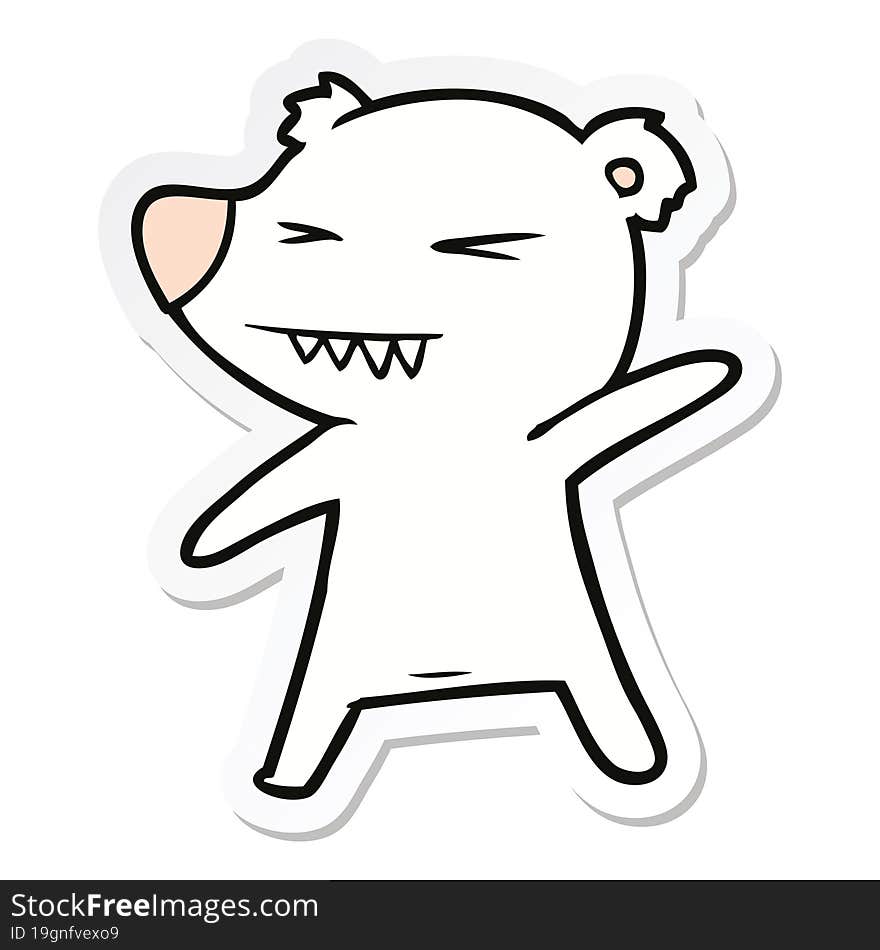 sticker of a angry polar bear cartoon