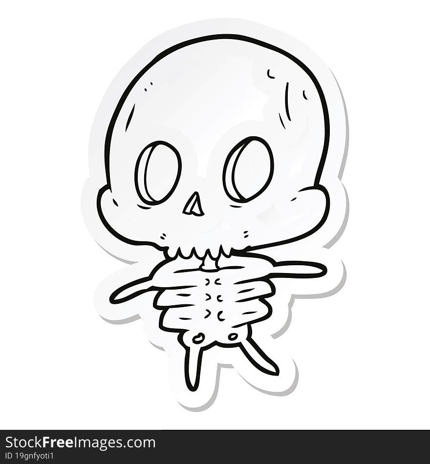 sticker of a cartoon skeleton