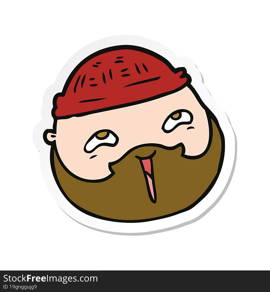 Sticker Of A Cartoon Male Face With Beard