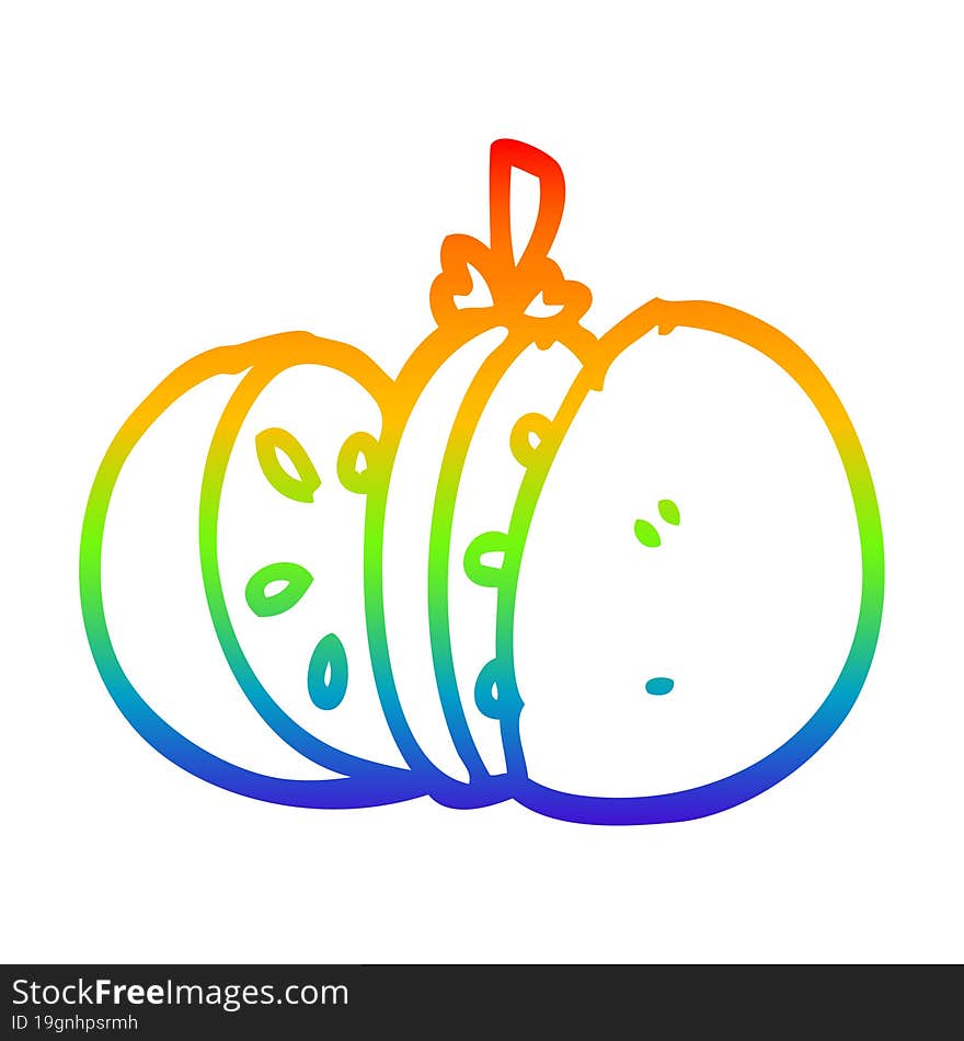 rainbow gradient line drawing cartoon sliced tomato