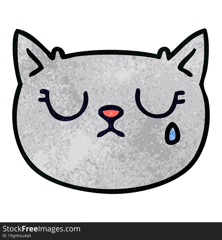 quirky hand drawn cartoon crying cat