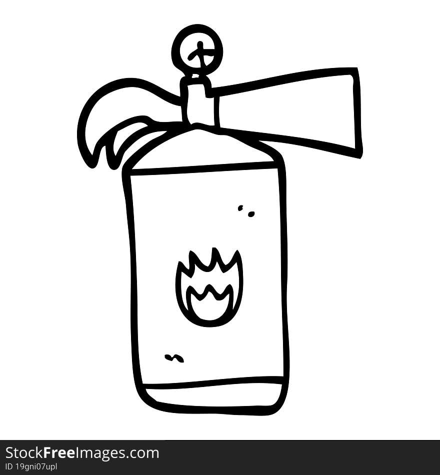 black and white cartoon fire extinguisher