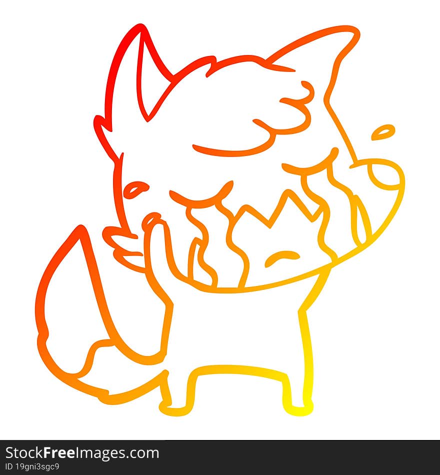 Warm Gradient Line Drawing Crying Fox Cartoon