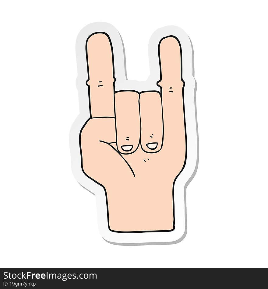 sticker of a cartoon devil horns hand symbol