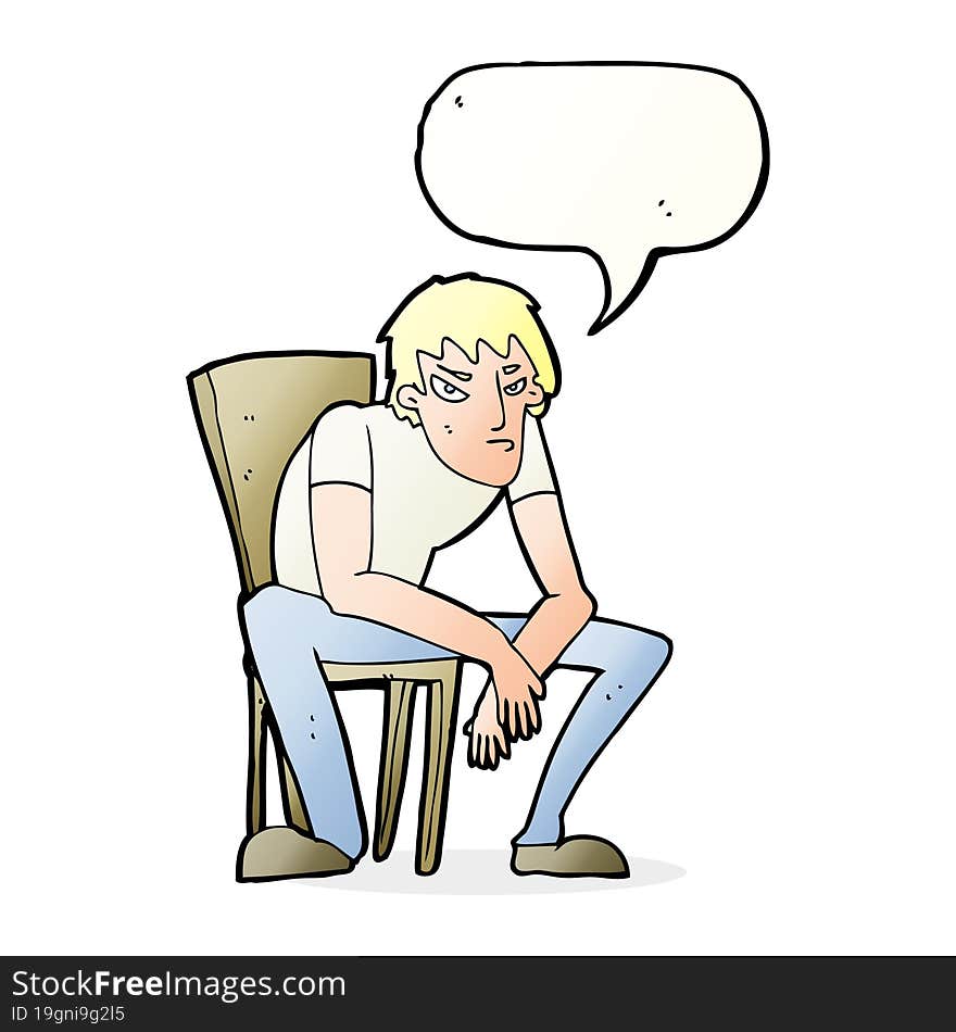 cartoon dejected man with speech bubble