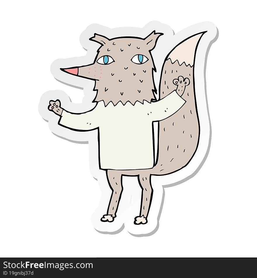 sticker of a cartoon wolf